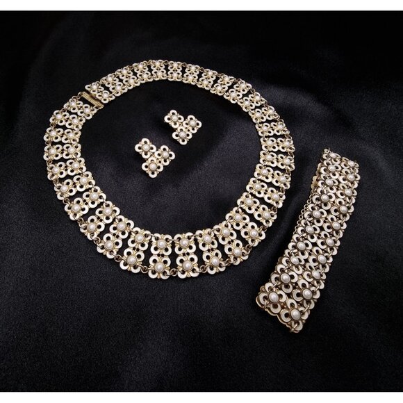 Vintage DAVID ANDERSEN 925 Norway Sterling Silver Enamel Necklace Bracelet & Ear - Picture 2 of 7